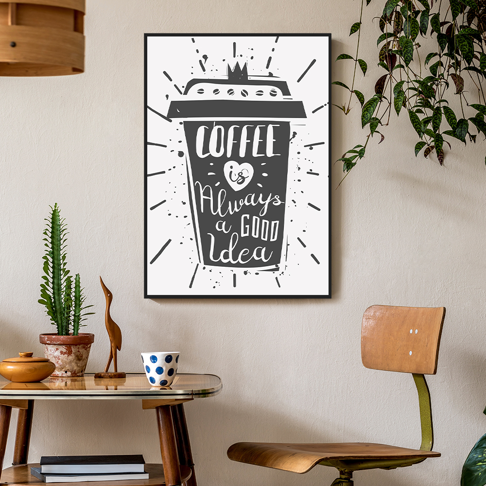 inspiração-cantinho-do-café-quadro decorativo-Defacile-Quadro Coffee is always a good idea 
