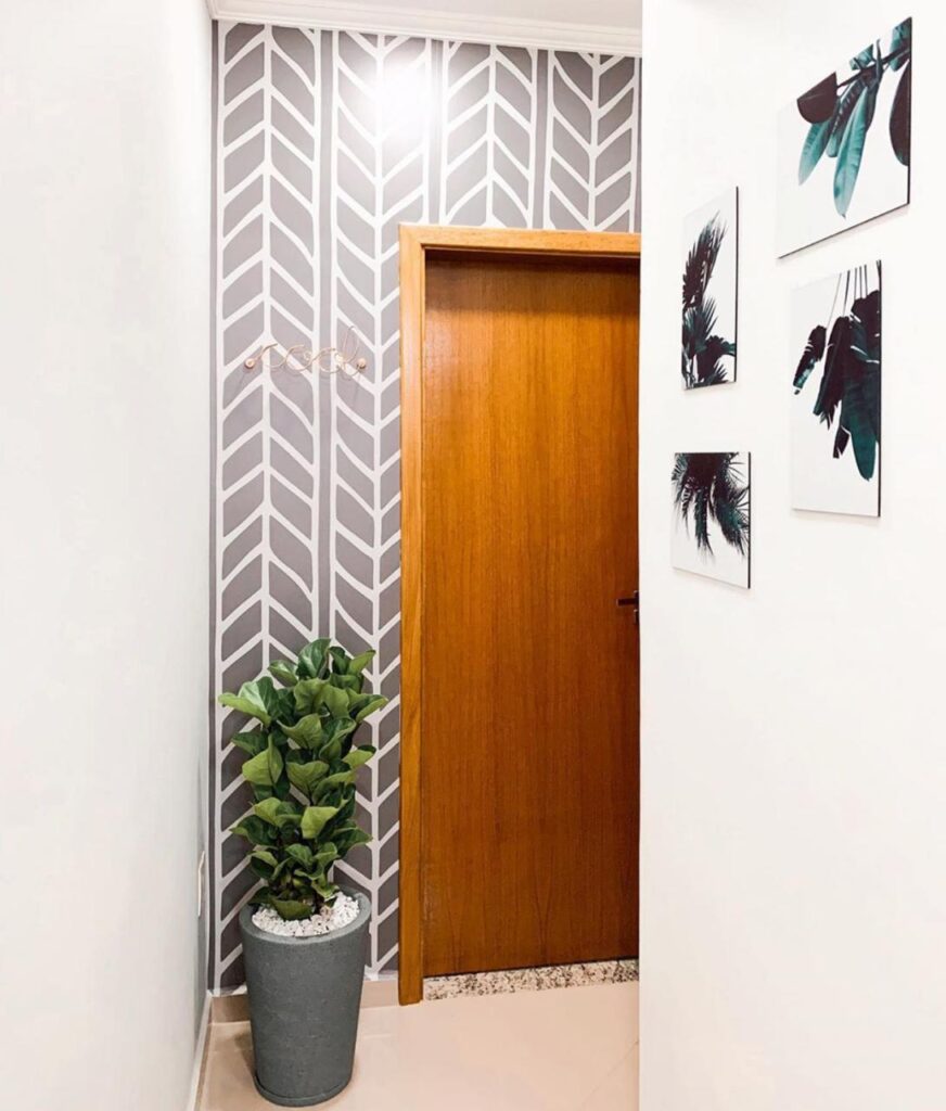 decoracao-do-corredor-papel-de-parede-quadros-chevron-papel-adesivo-diy