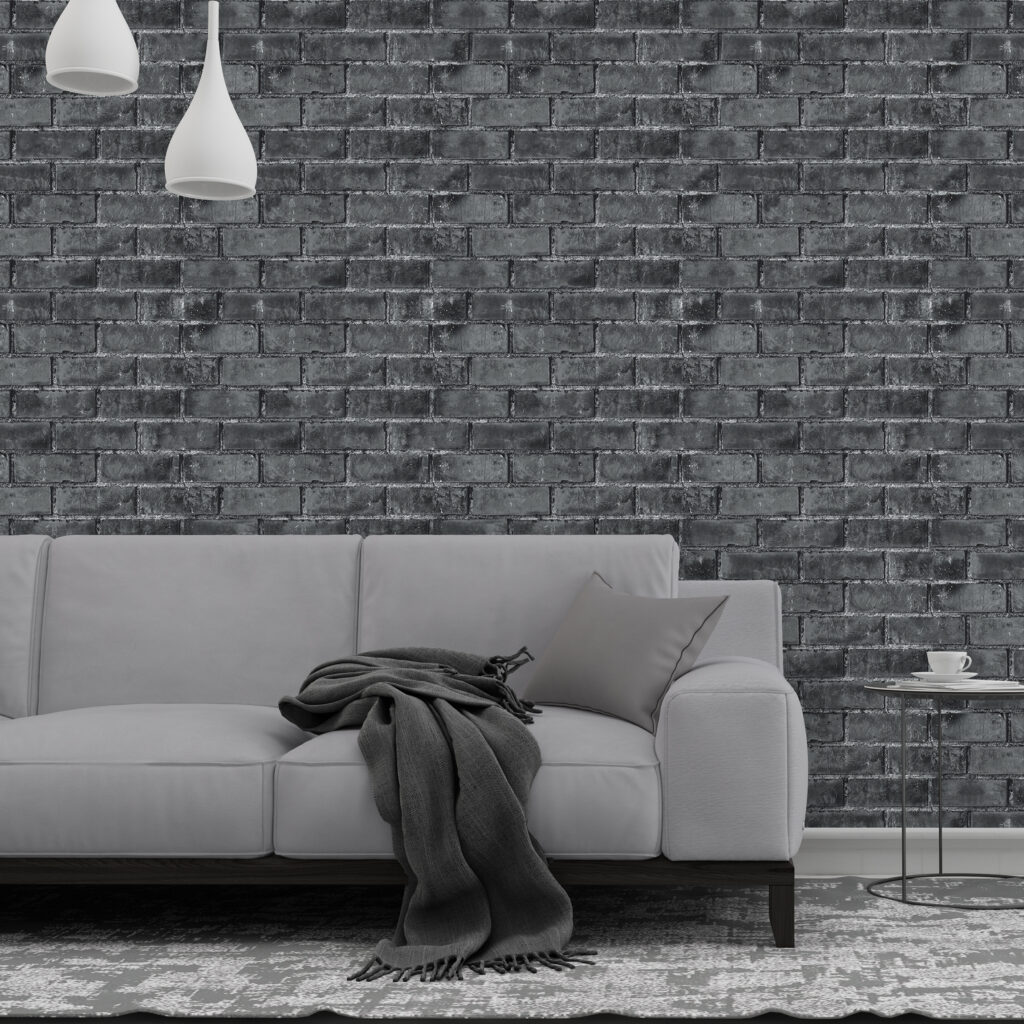 Papel de Parede de Tijolinho-Defacile-Tijolo Preto-Papel adesivo-Tijolinho-Tijolo Industrial