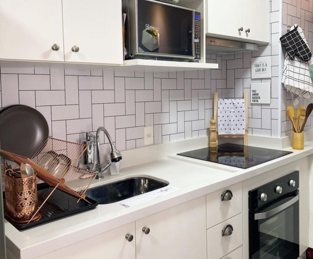 Papel de parede, Metro White, Defacile, lavável, Papel de parede lavável, água, cozinha, fogão 