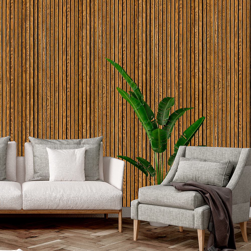 Papel de Parede Madeira Ripada Slim - MR001
